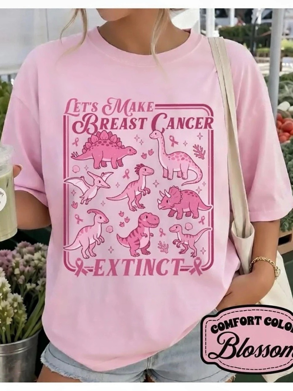 Comfort Colors In October We Wear Pink Tee, Cute Dinosaur Graphic Tee
